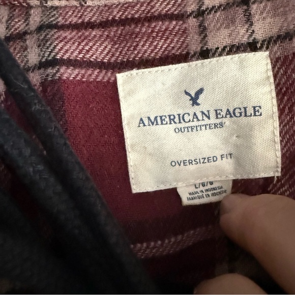 A&E Maroon Tie Up Flannel Pullover L - Picture 4 of 4